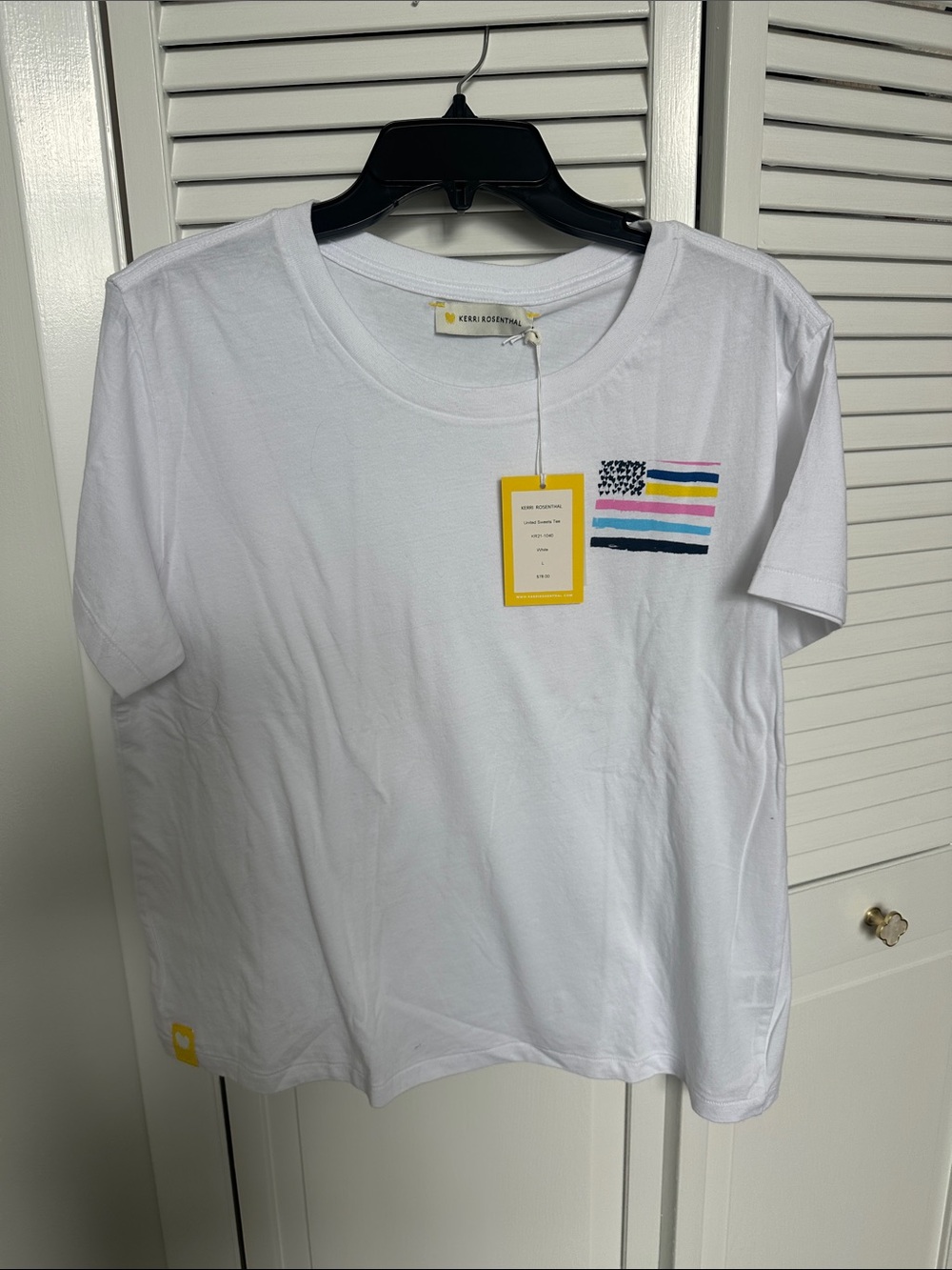 Rosenthal White Short-Sleeve Tee with Multicolor Stripe Patch